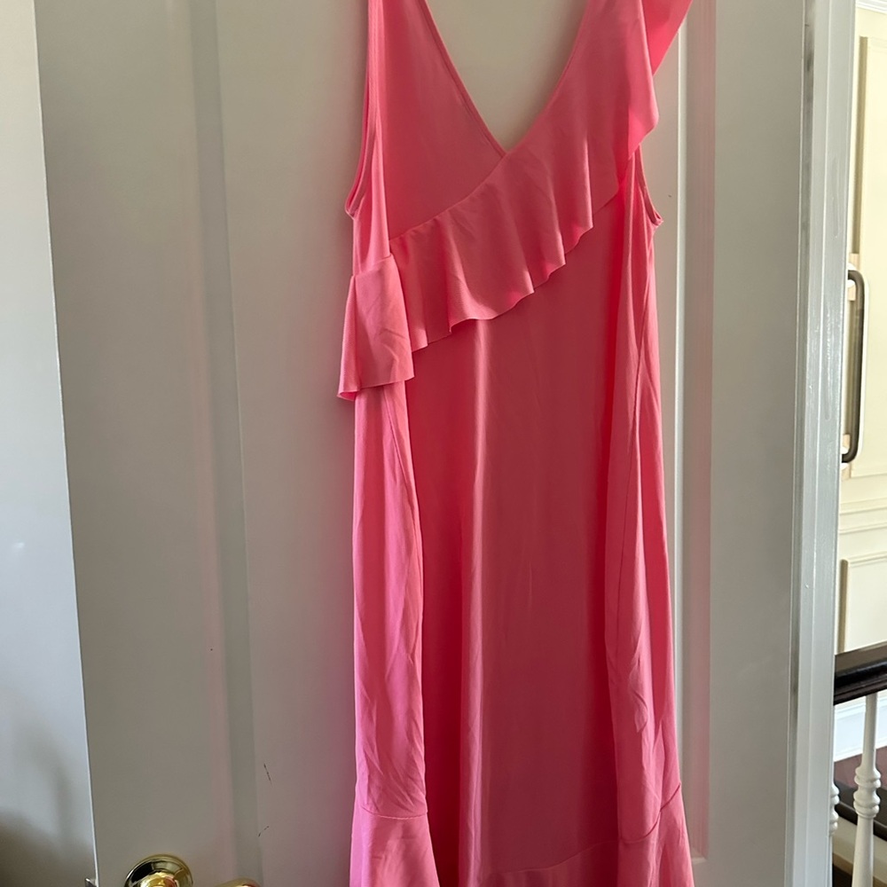 Zara nwt Elegant Pink Ruffle Dress - Picture 4 of 8